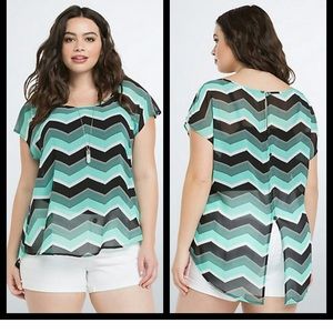 Torrid Chiffon Chevron Stripped Top w/open back